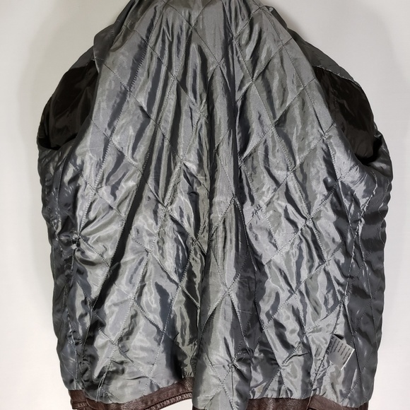 Pronto Uomo Mens Brown Leather Bomber Jacket Sz XL - Picture 8 of 8